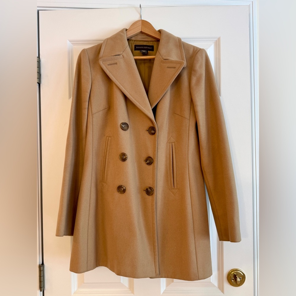 Banana Republic Women's Camel Double-Breasted Coat